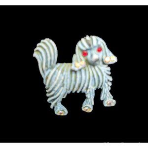 Puppy Dog‎ brooch pen blue Maltese poodle 1.5 in